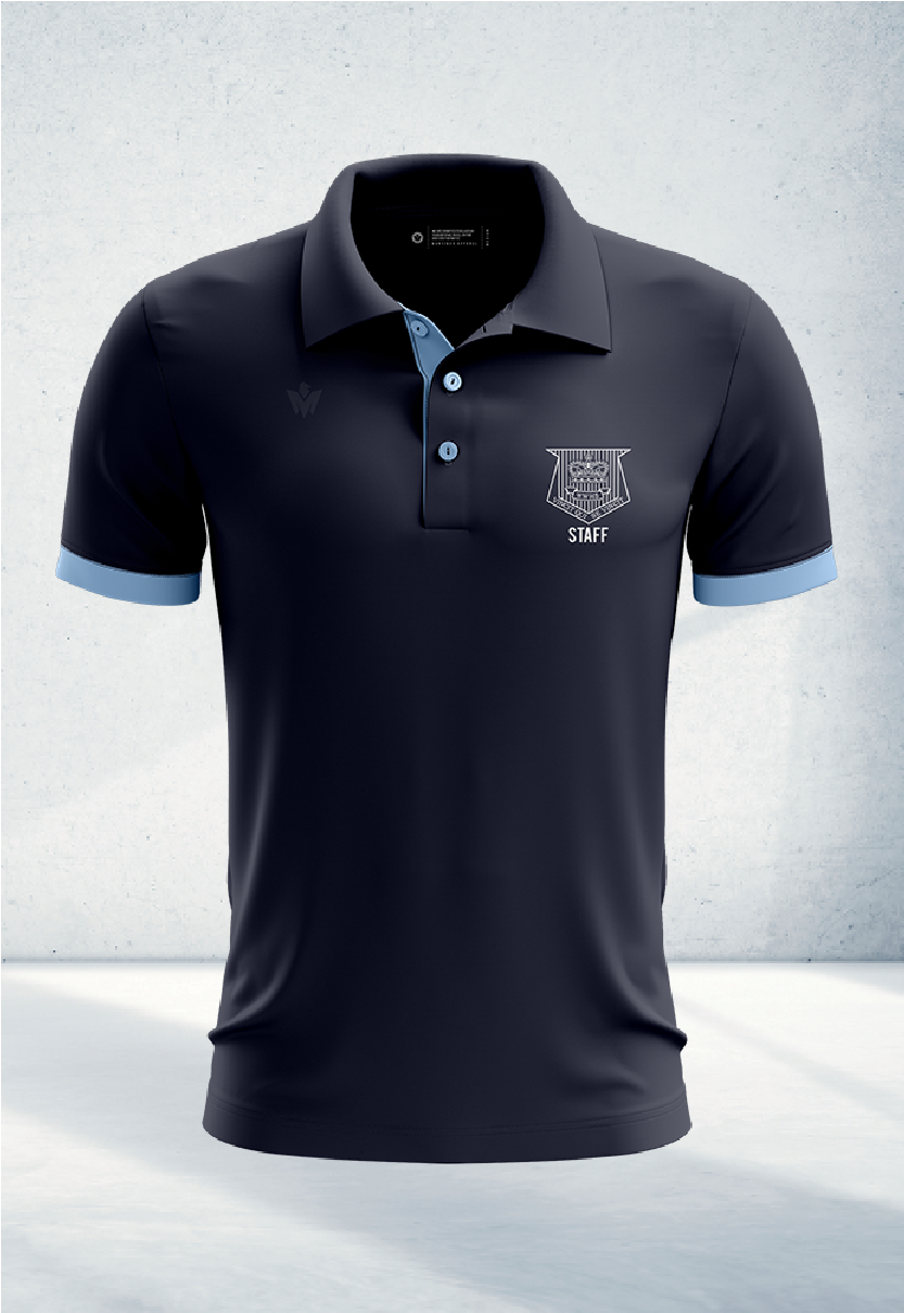 ★ ★ South Blue Black Logo Open Collar Polo Shor Taped Collar Polo
